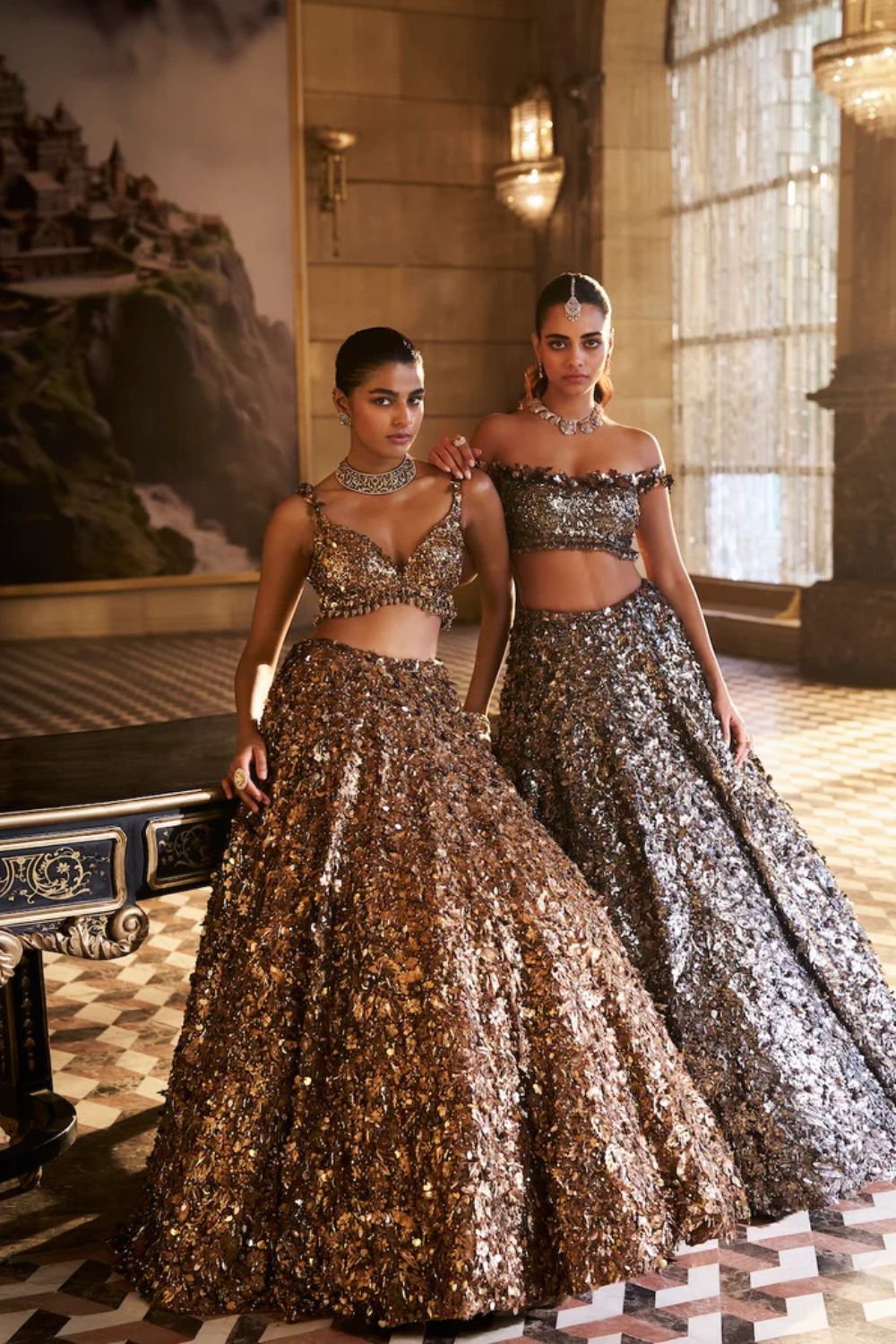 Metallic Silver 3D Lehenga Set