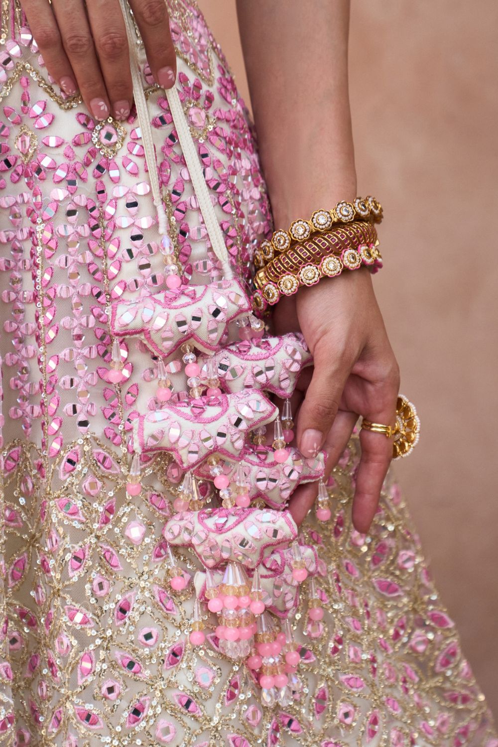 GULAAB — Ivory Net Lehenga Set