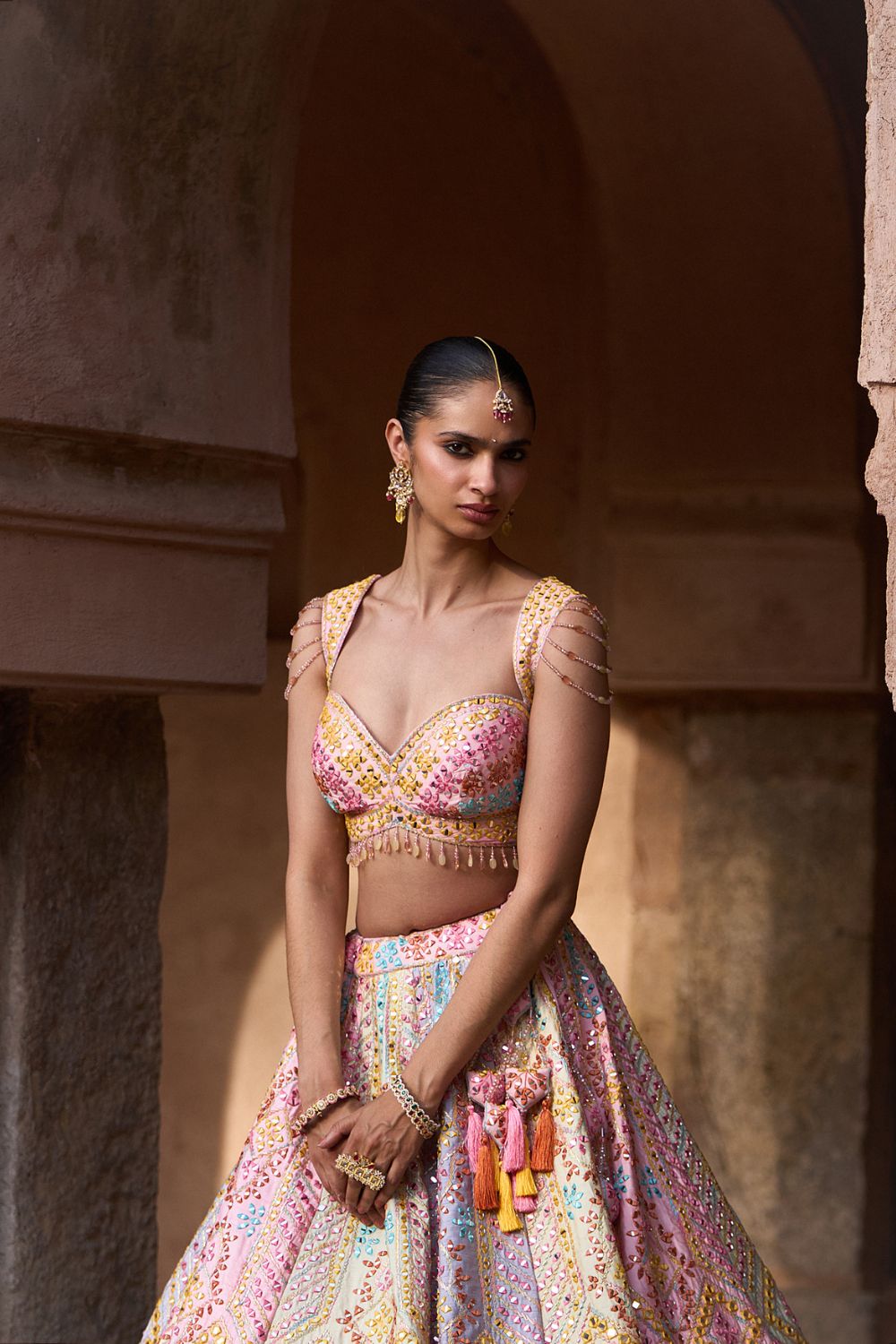 SAVERA — Multi Raw Silk Lehenga Set