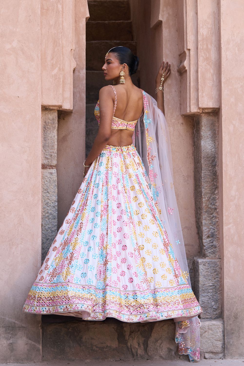 PHOOL — Blush Pink Raw Silk Lehenga Set