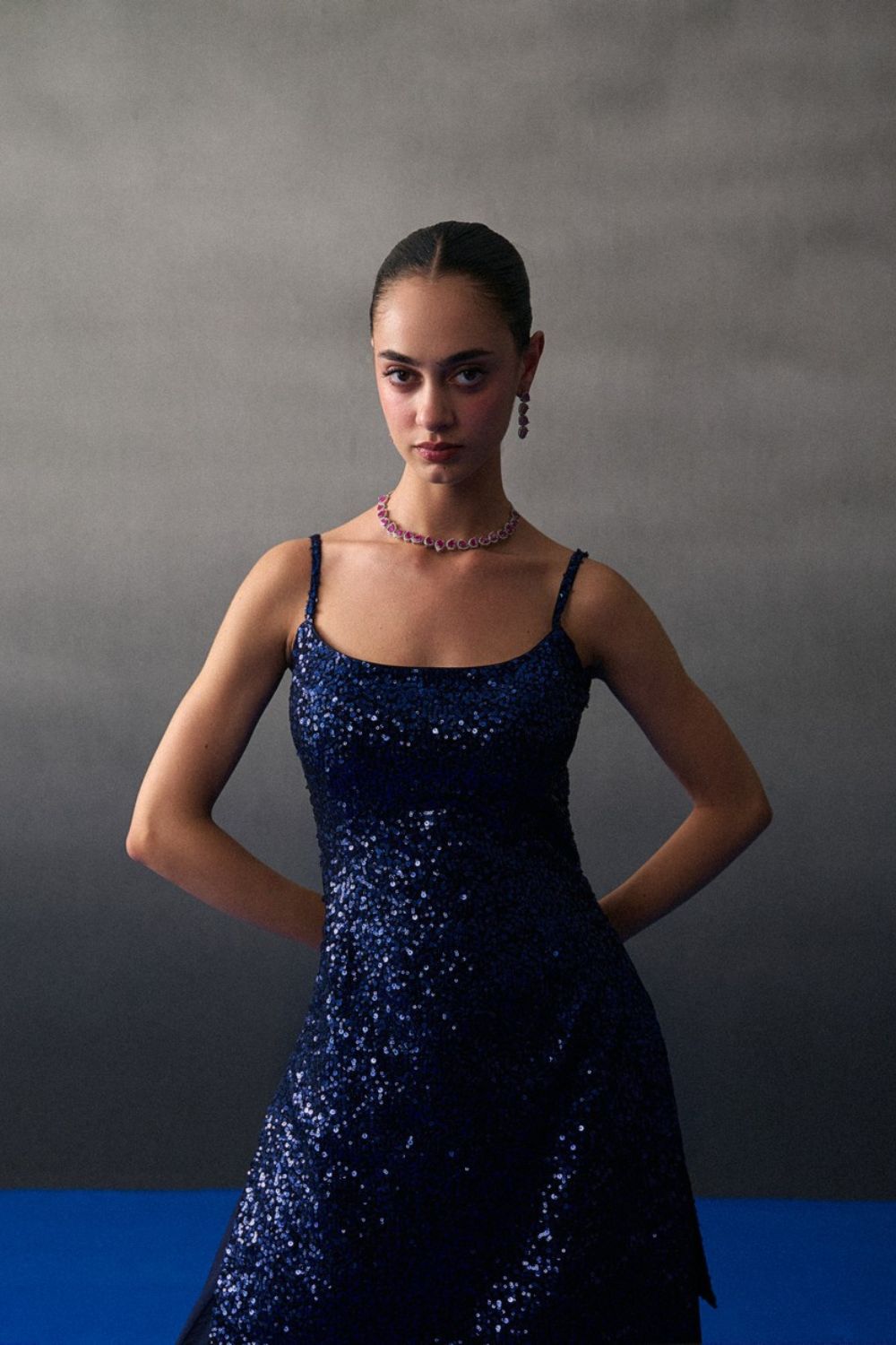 Midnight Blue Sequins Saree