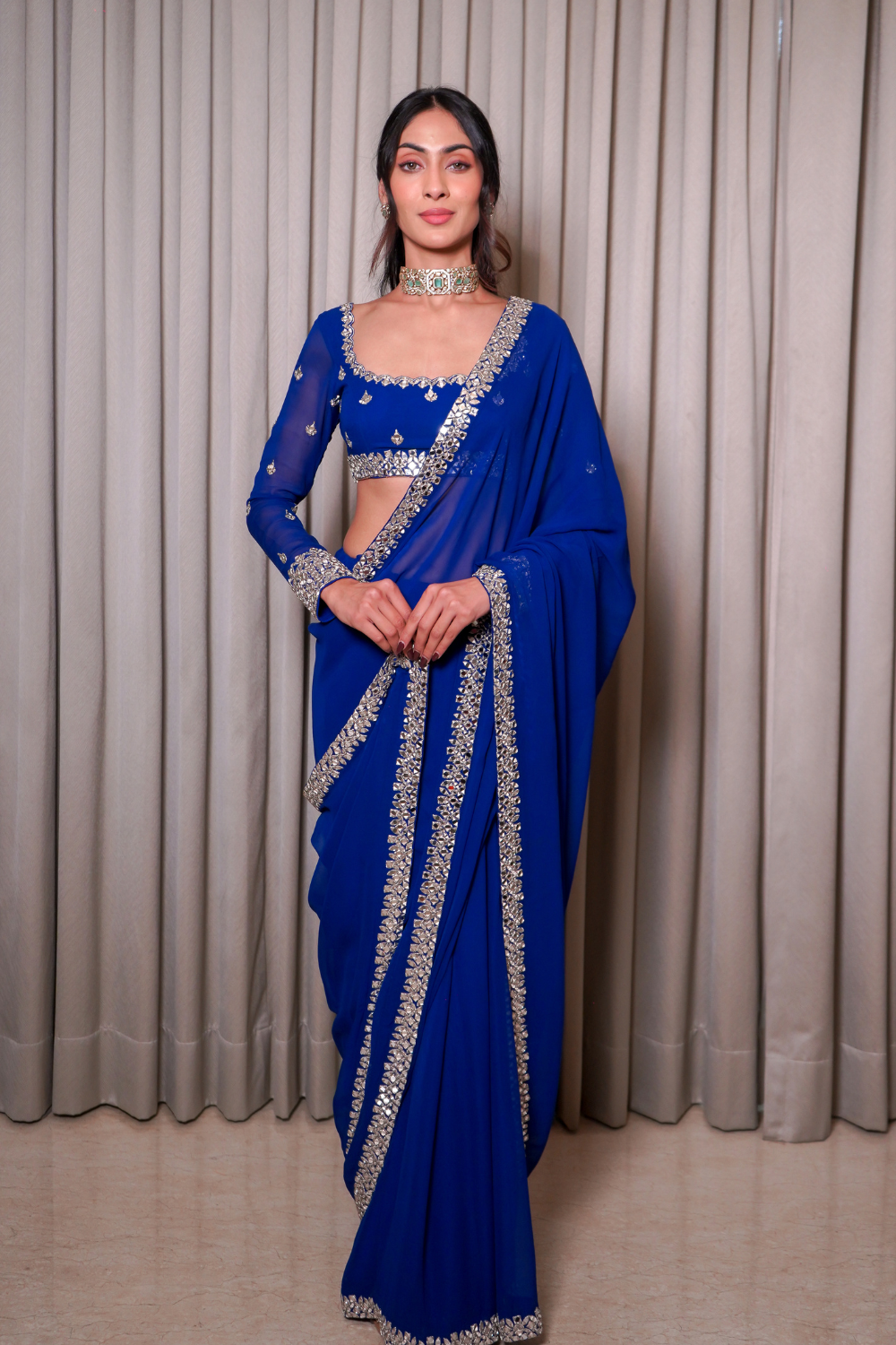 Elcetric Blue Saree Set
