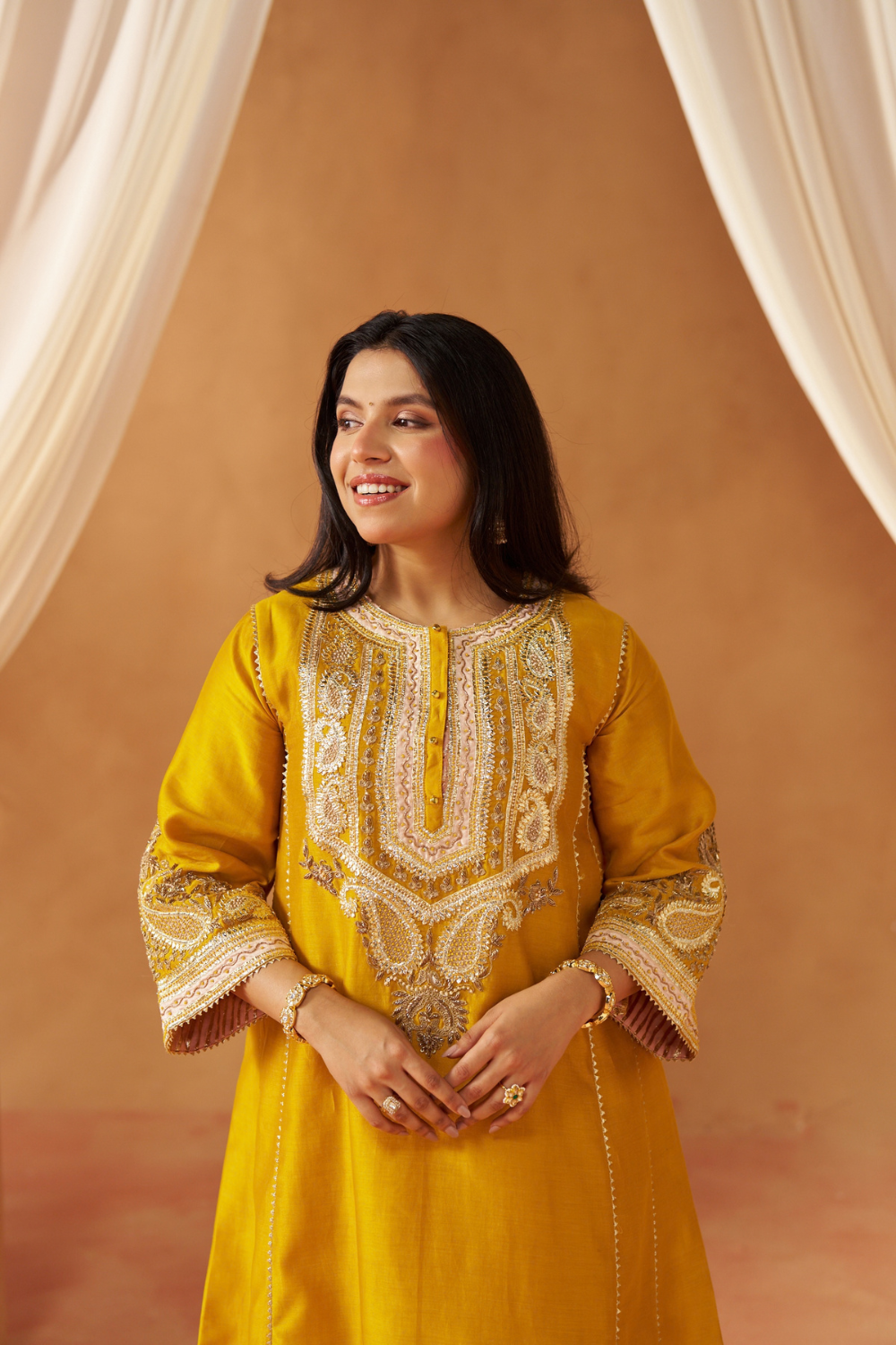 Zimal Mustard Chauga With Salwar