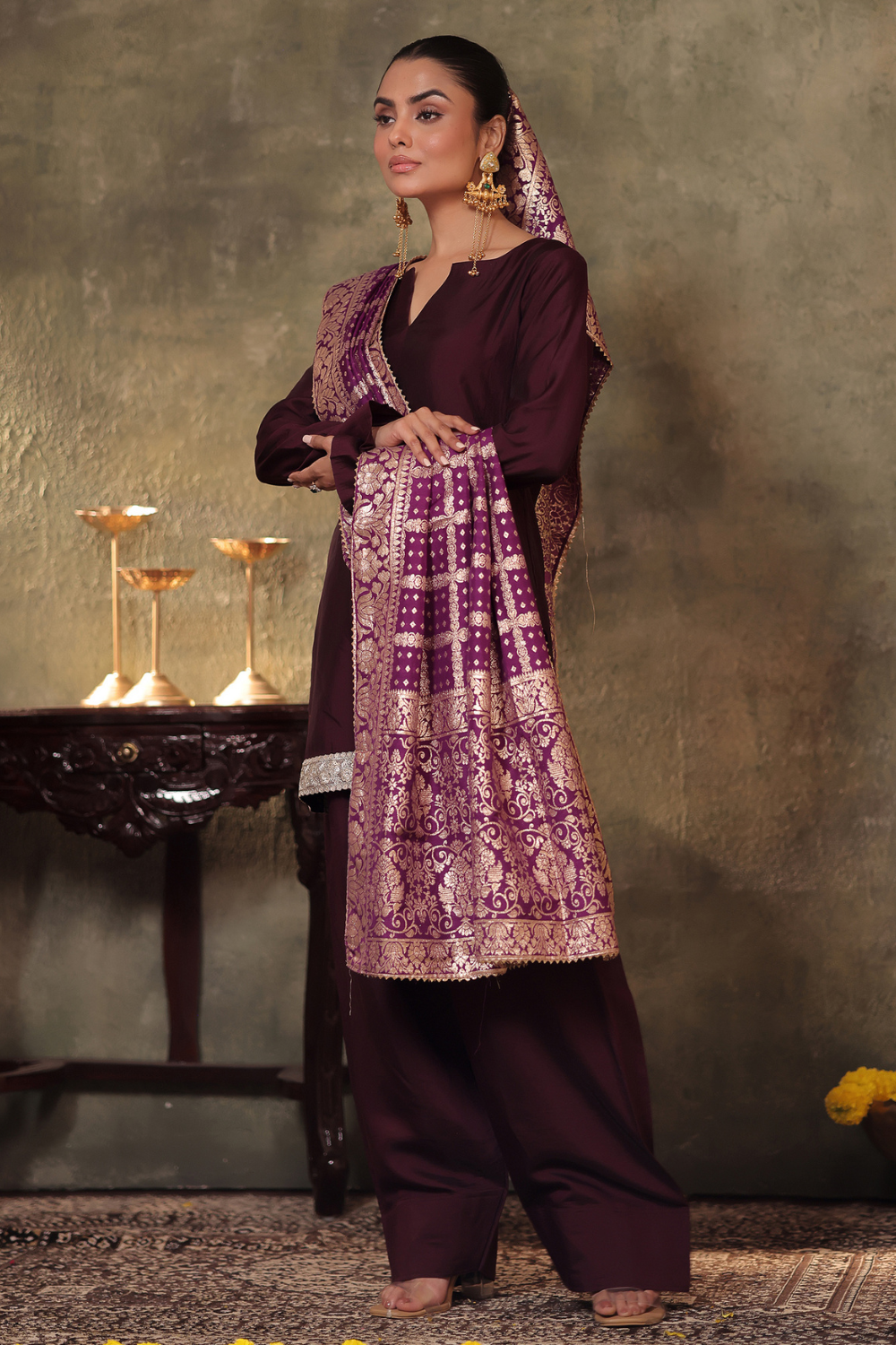 Plum Kurta Farshi Set