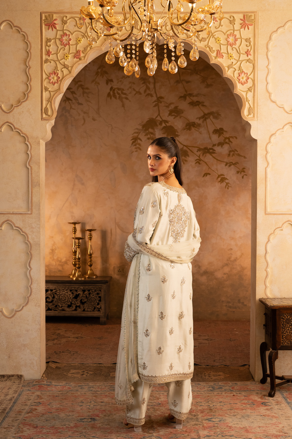 Pistachio Green Silk Suit Set