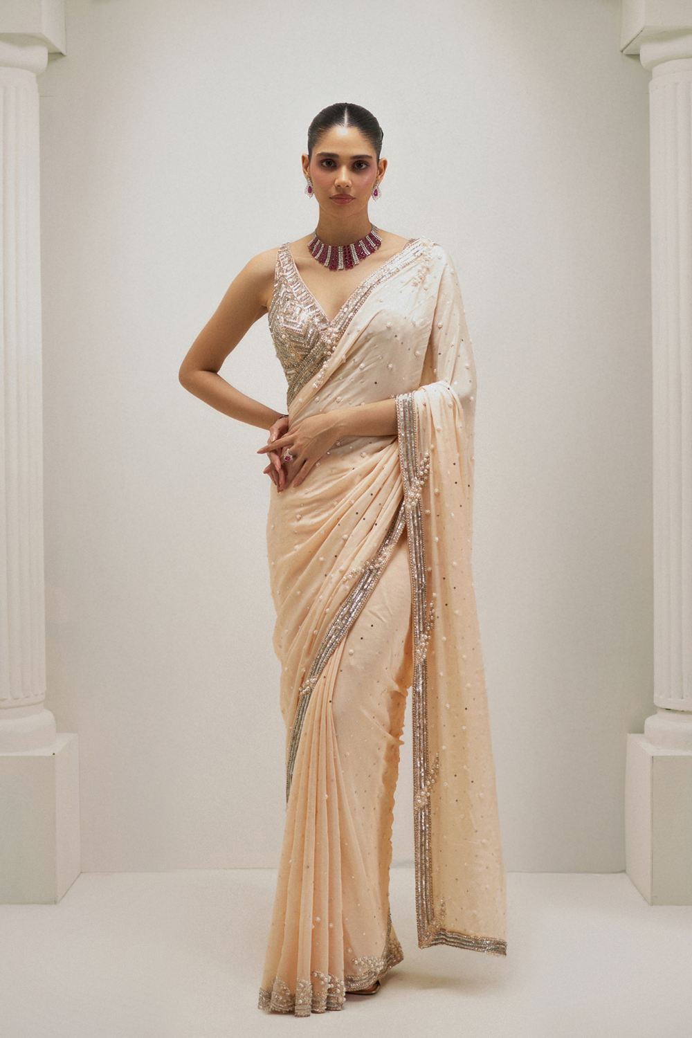 Champagne Stardust Saree Set