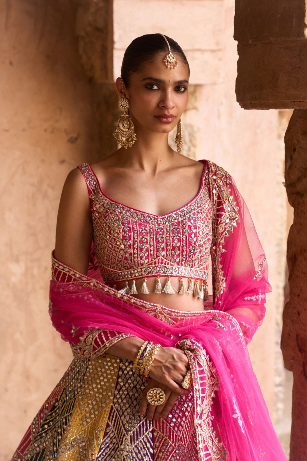 RANG —Multi colored Lehenga Set with Contrast Blouse