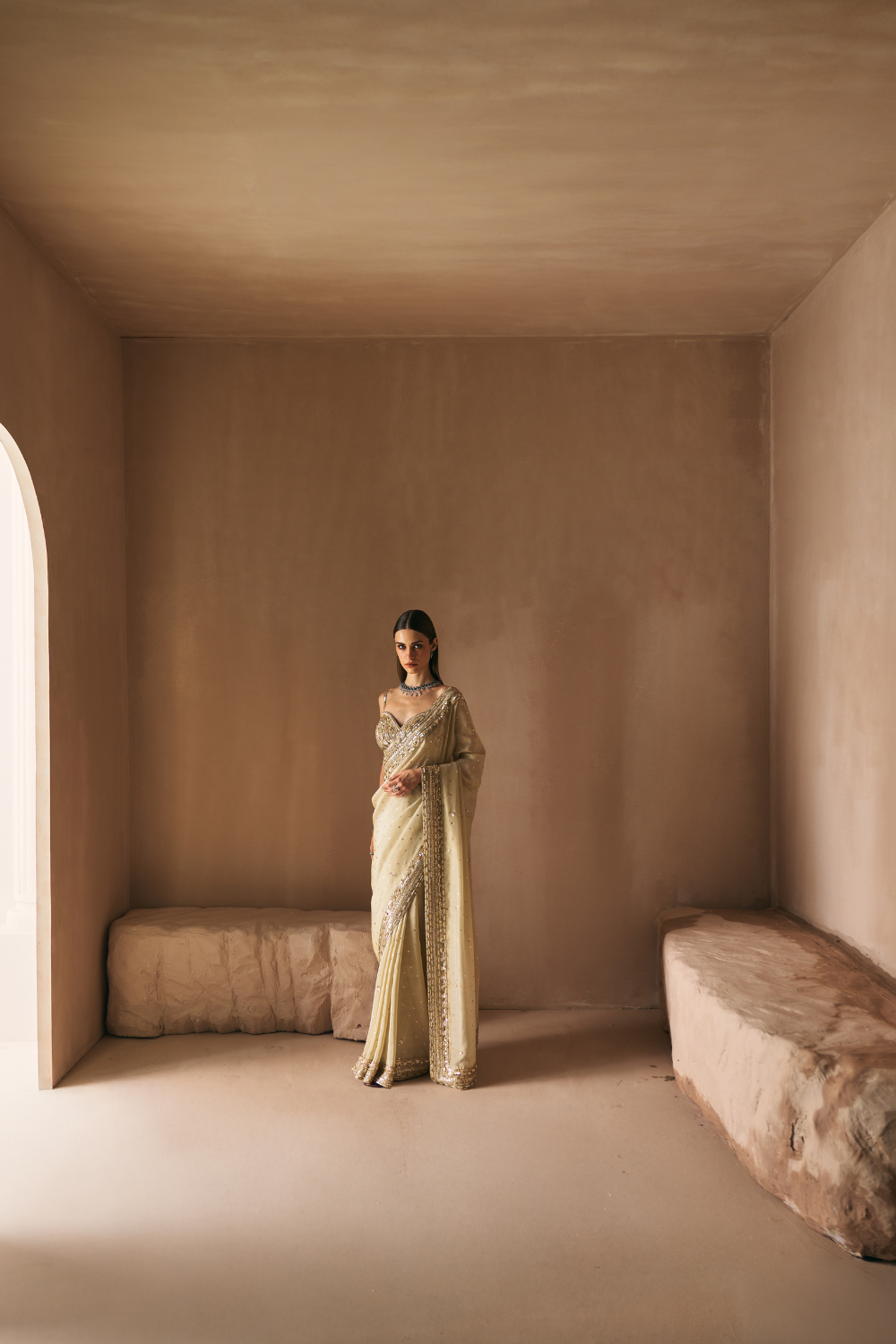 Champage Whisper Saree Set