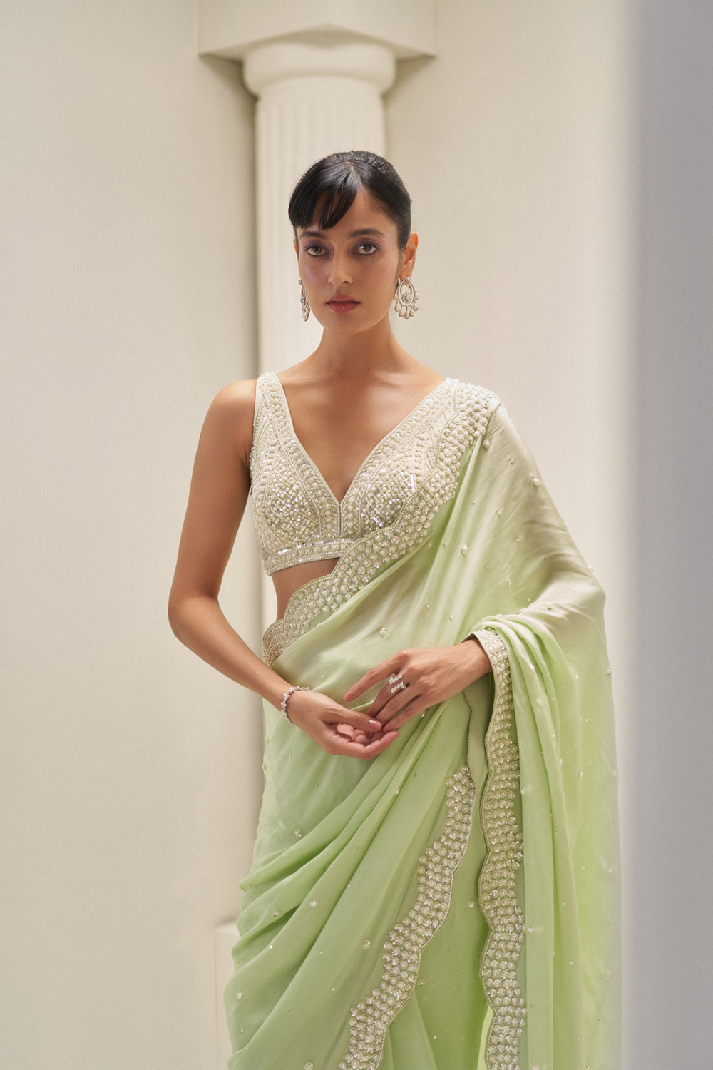 Pearl Pistacho Saree Set