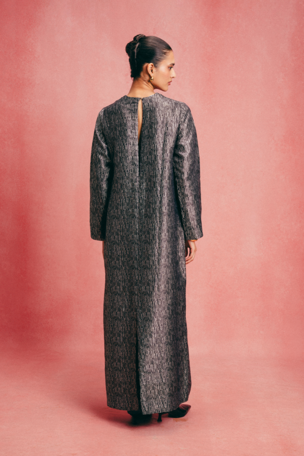 Handwoven Jet Black Banarasi Kaftan