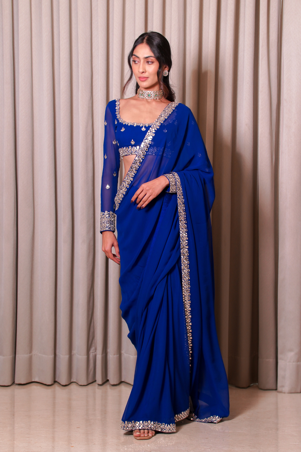 Elcetric Blue Saree Set