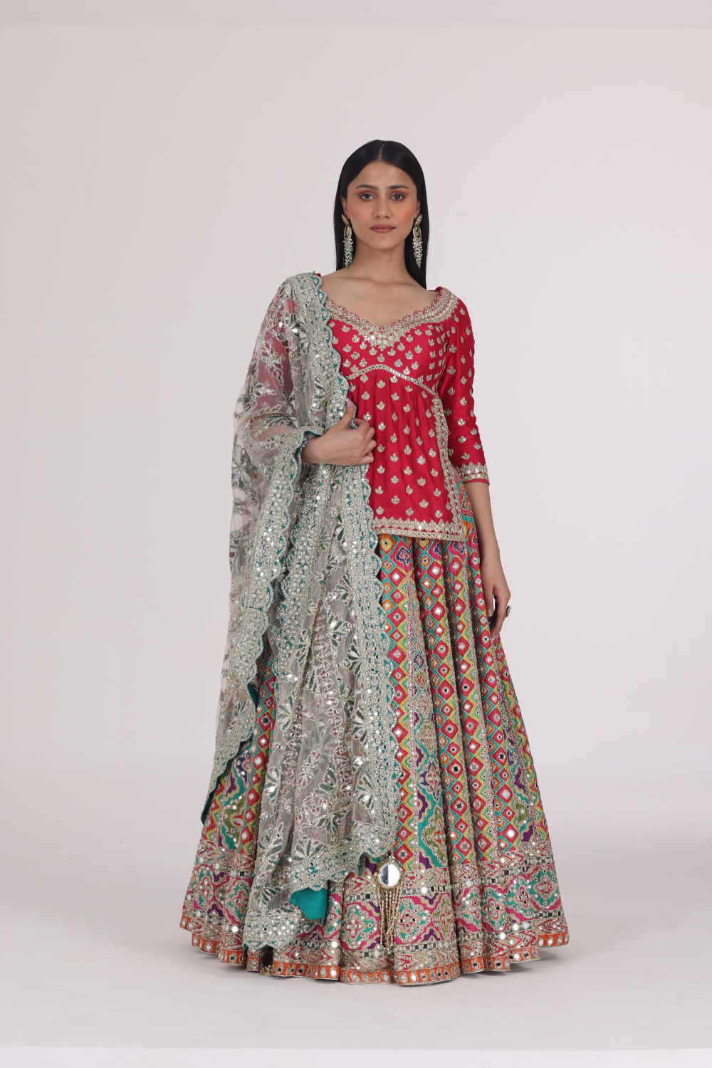 Multicolour Begam Choli Lehenga Set
