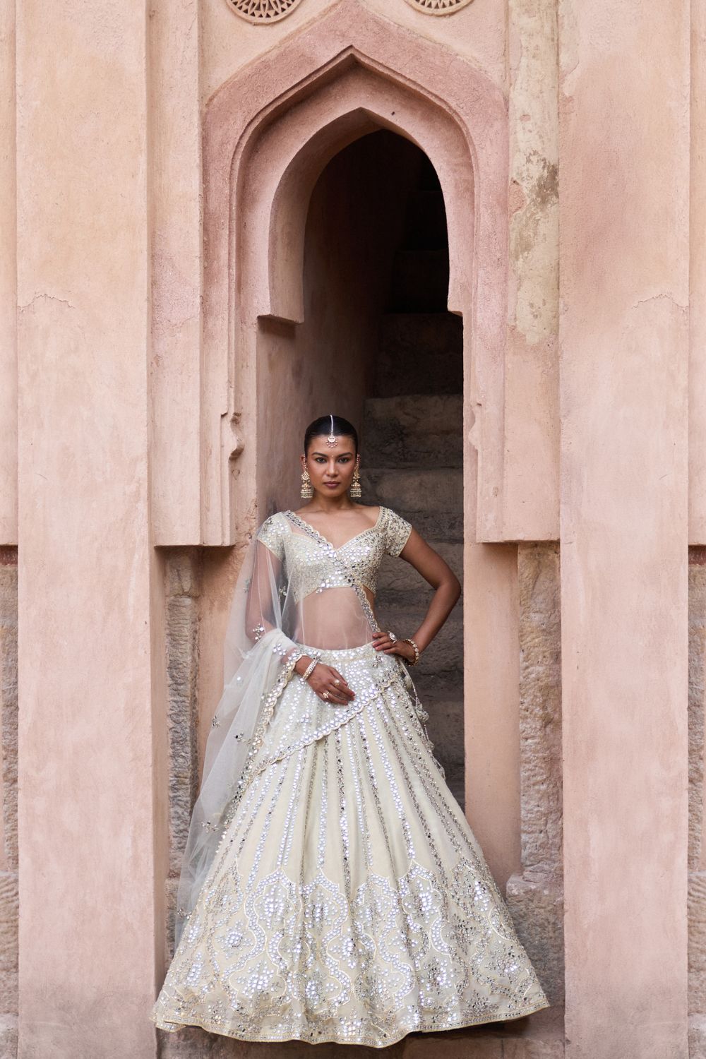 KIRAN — Gold Tissue Lehenga Set