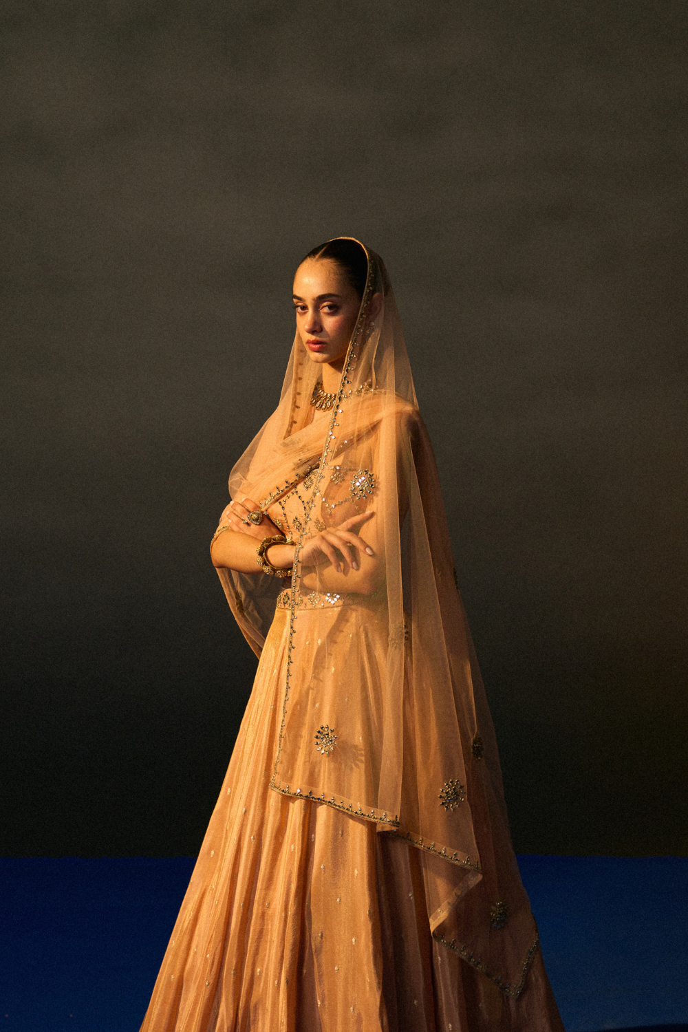 Peach Benarasi Festive Lehenga