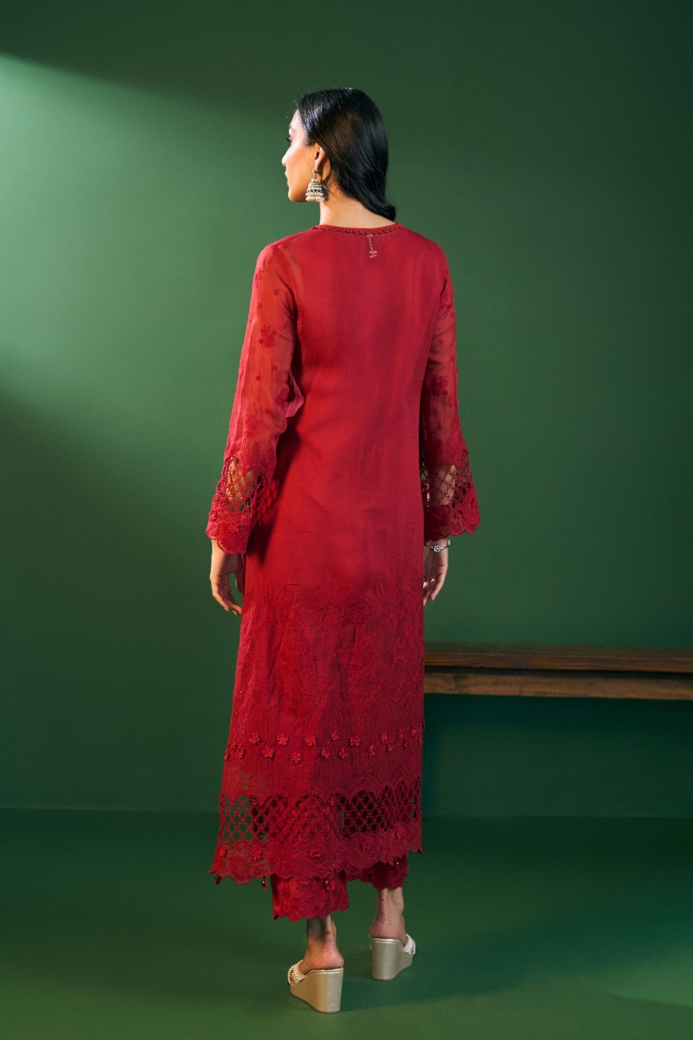Ina Organza Red Kurta Set