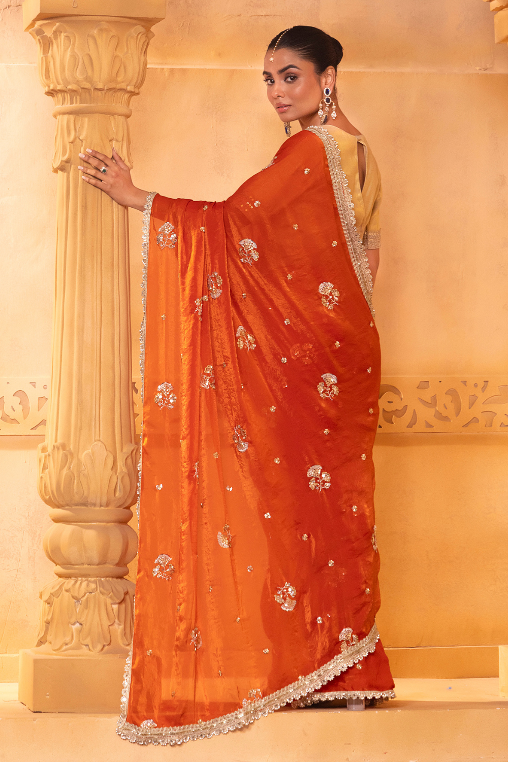 Burnt Orange Saree Set