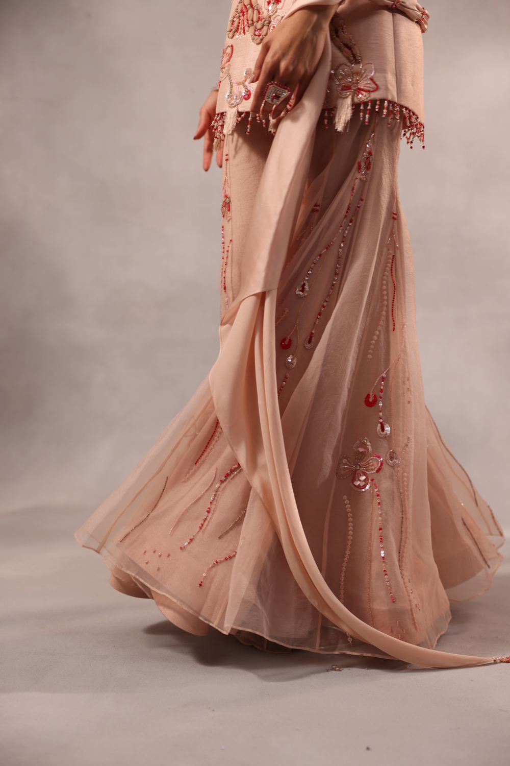 Powder Pink Embroidered Sharara Set of 3