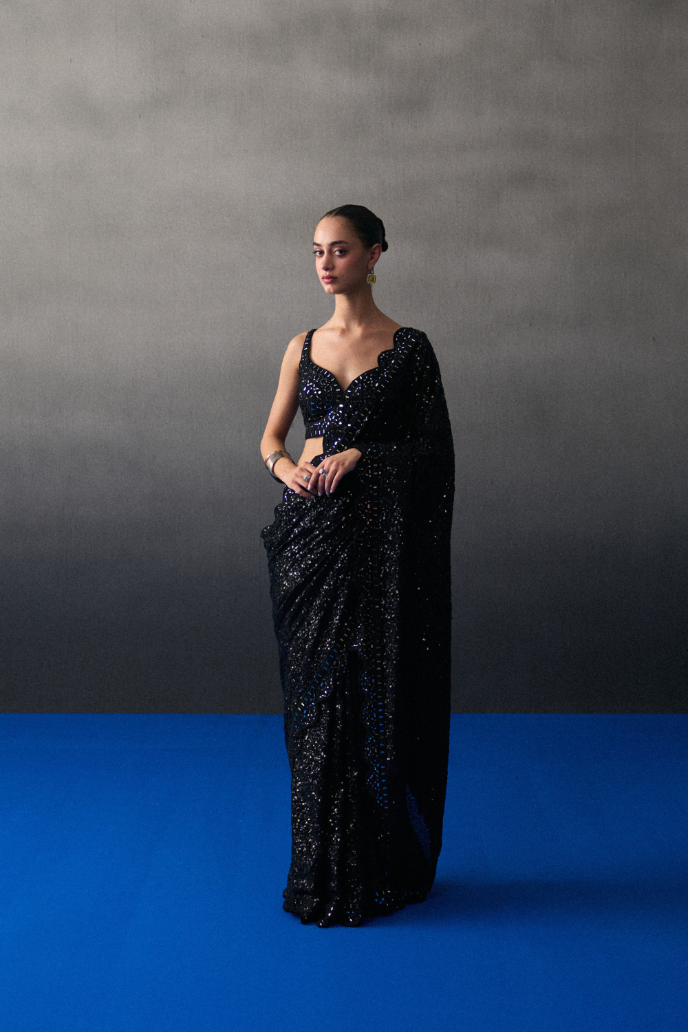 Black Sequins Saree