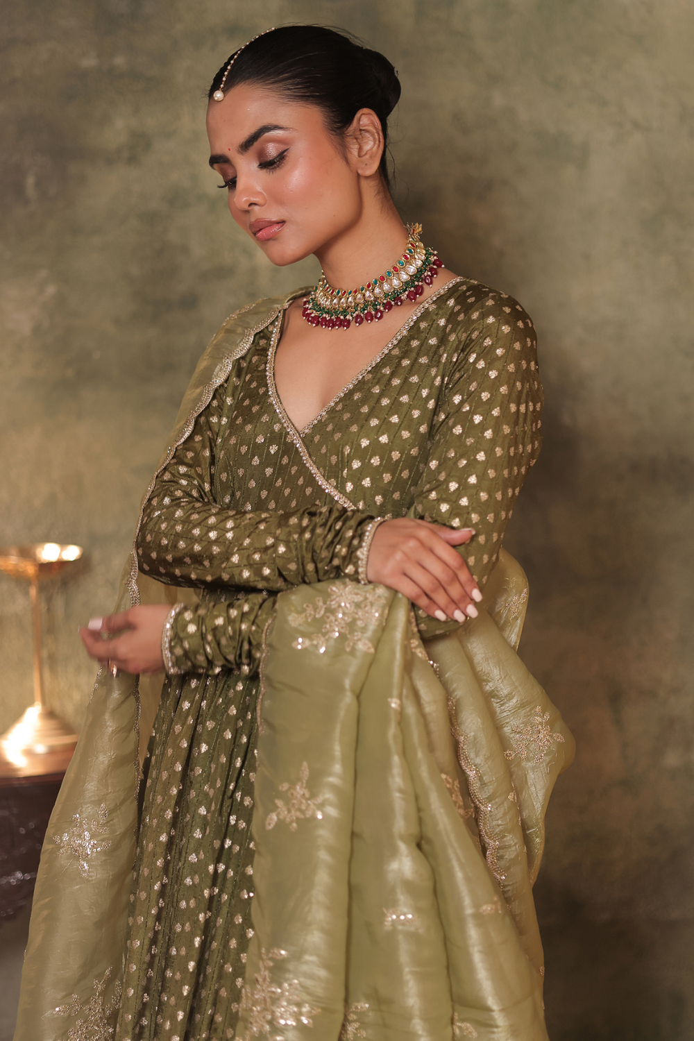 Green Anarkali Set
