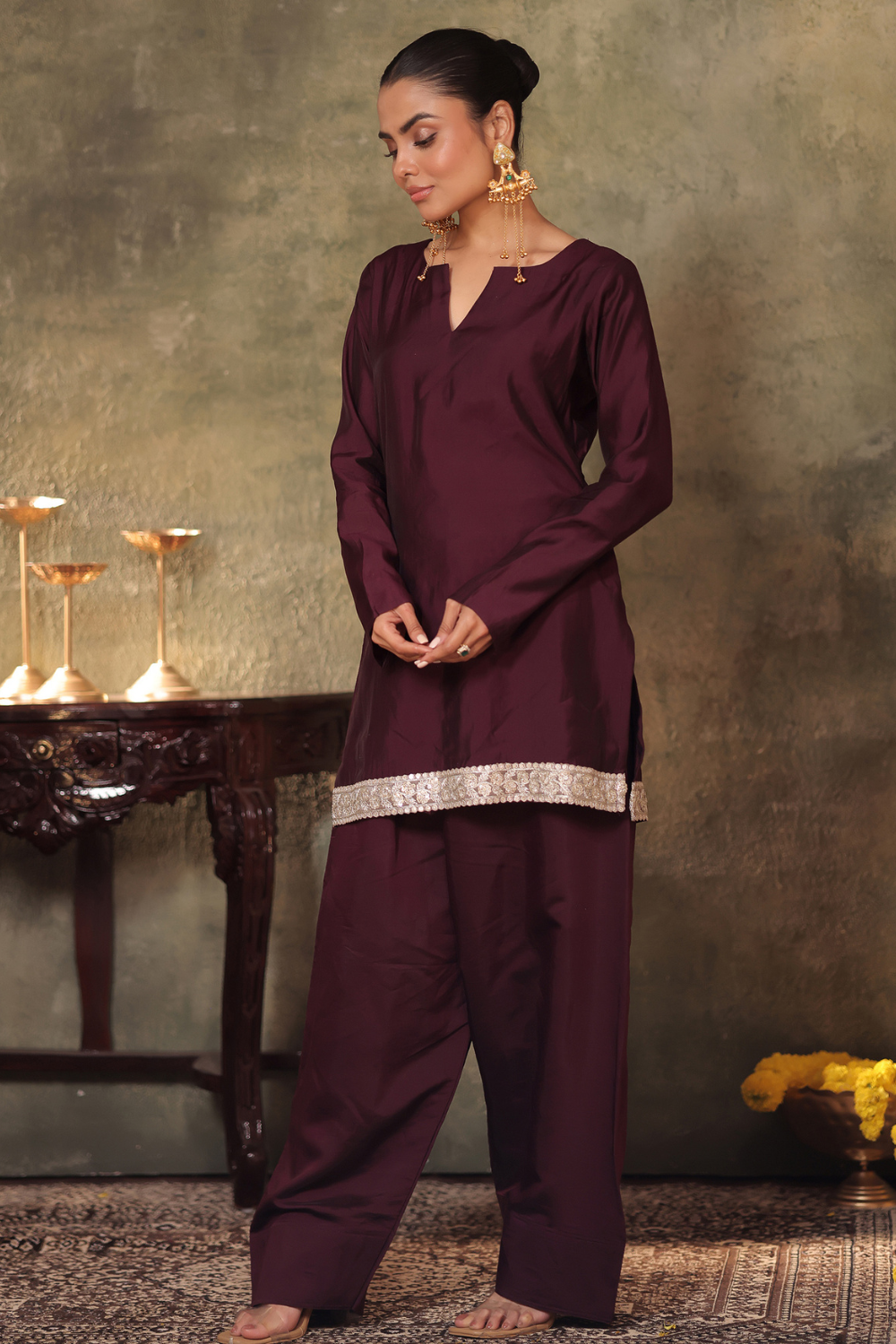 Plum Kurta Farshi Set