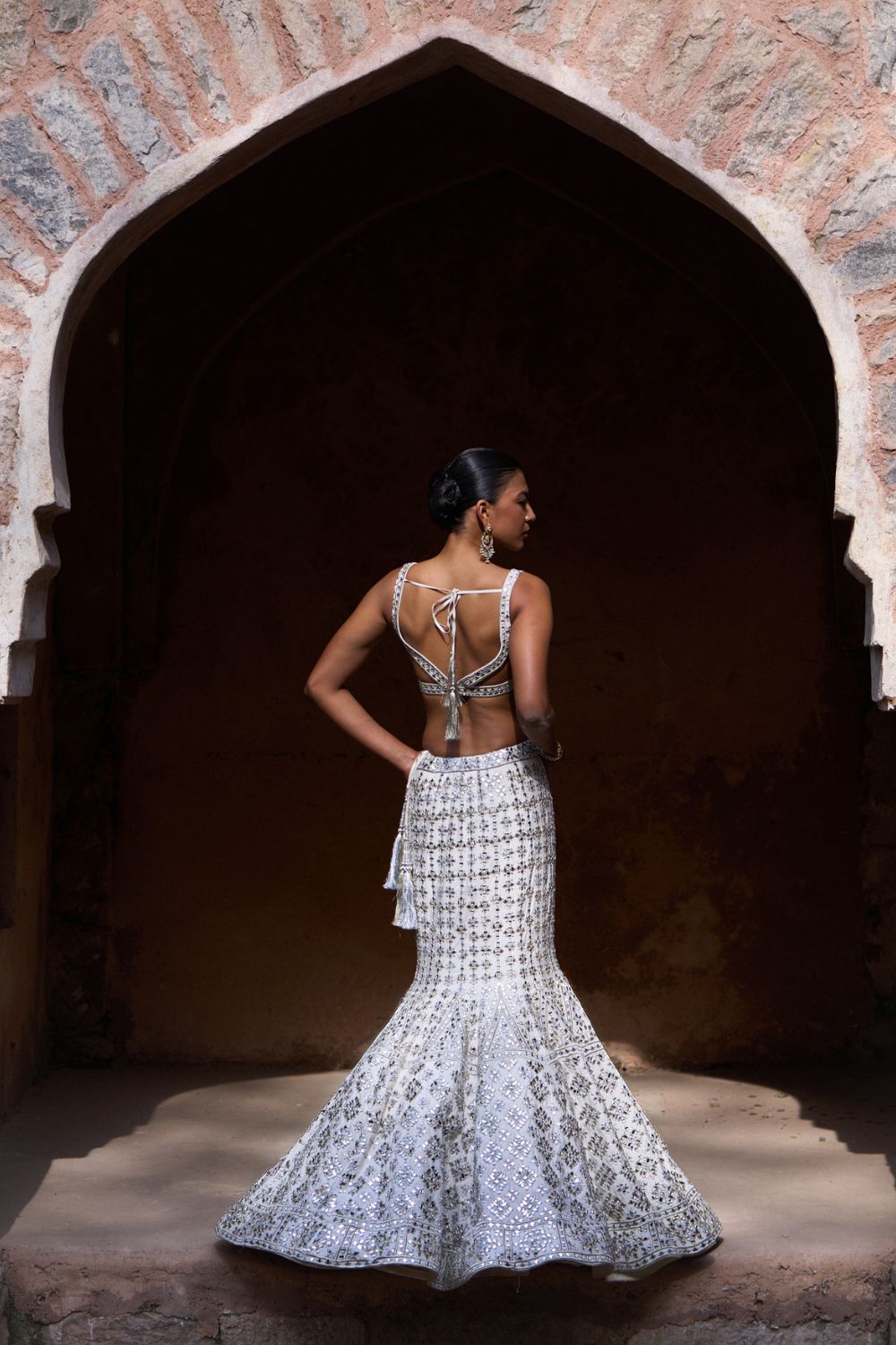 NIRMAL — Ivory Raw Silk Lehenga Set