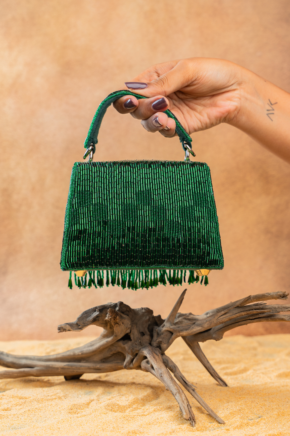 Salli En vie Mini Kasse Tassel Green