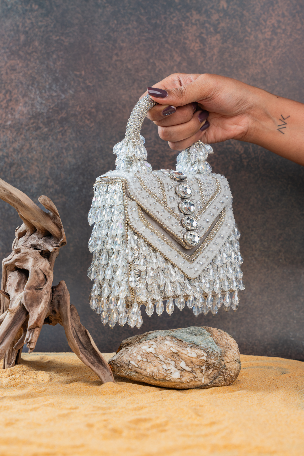 Chevron Crystal Kasse Silver
