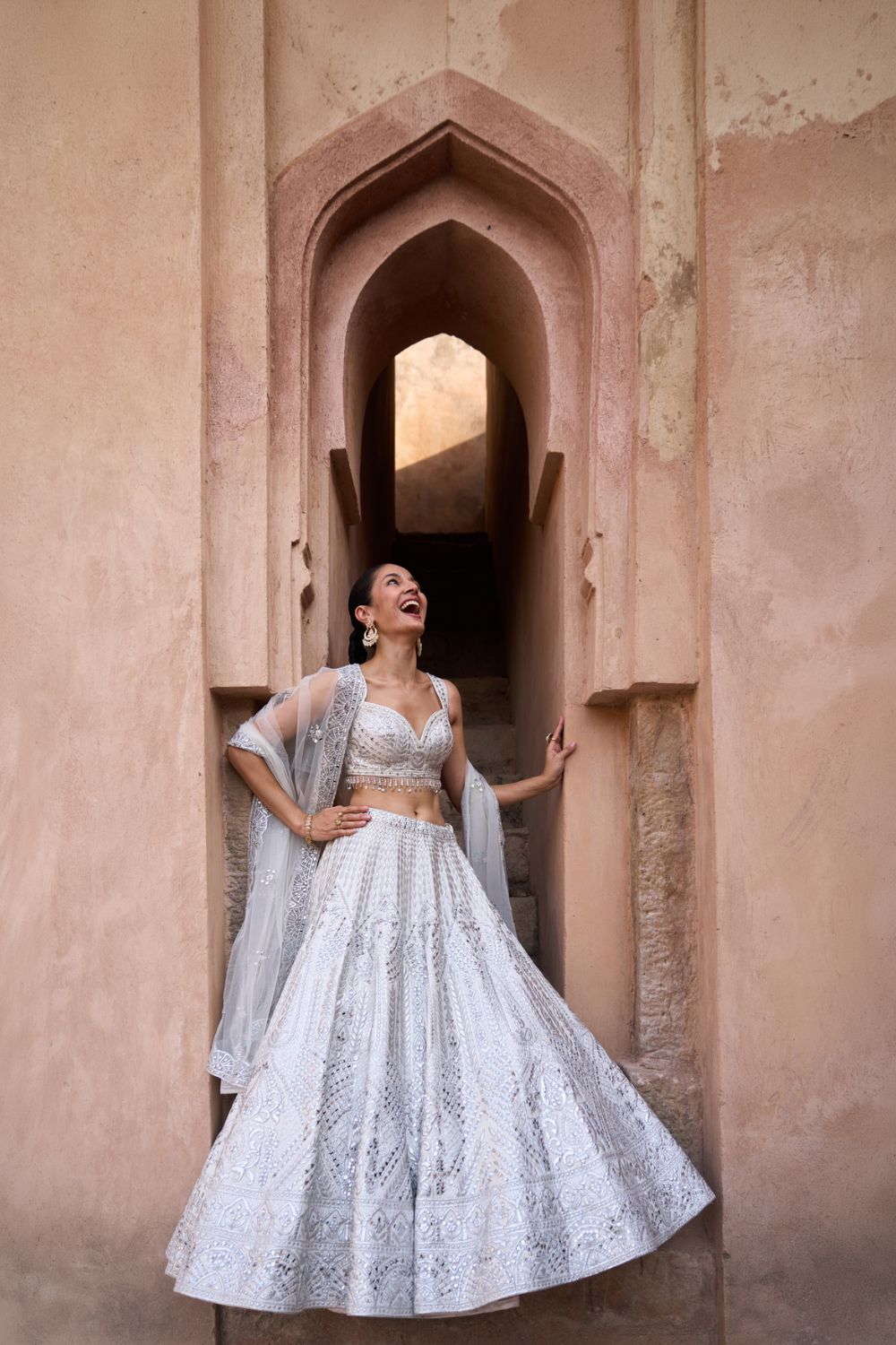 CHAANDNI — Ivory Raw Silk Lehenga Set
