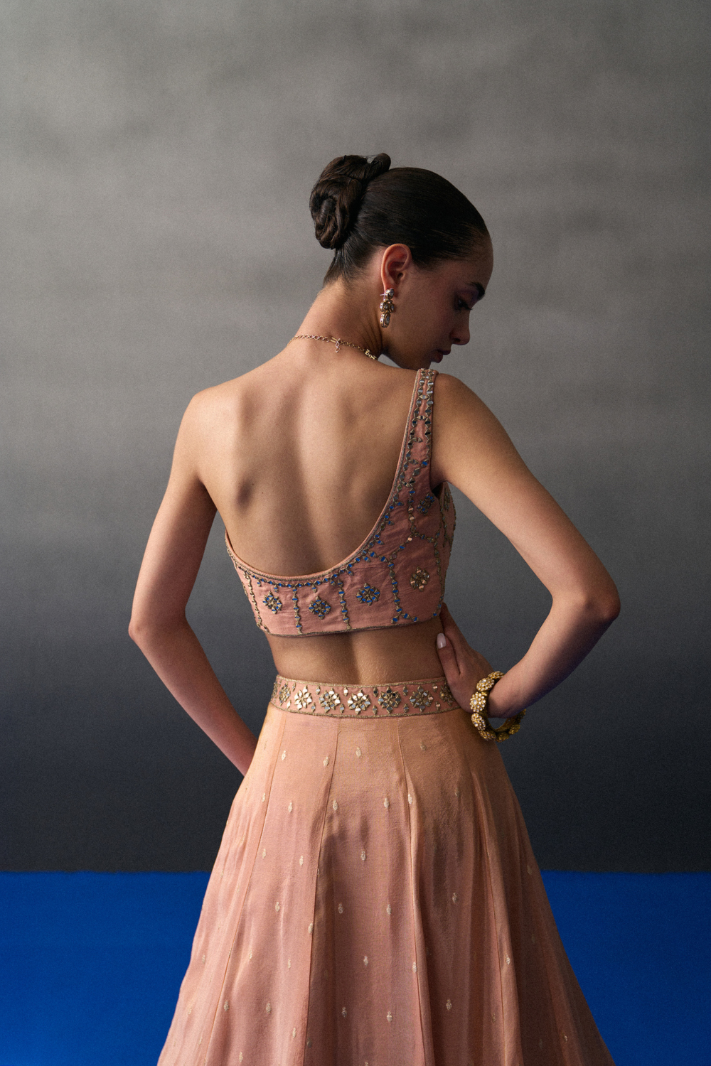 Peach Benarasi Festive Lehenga