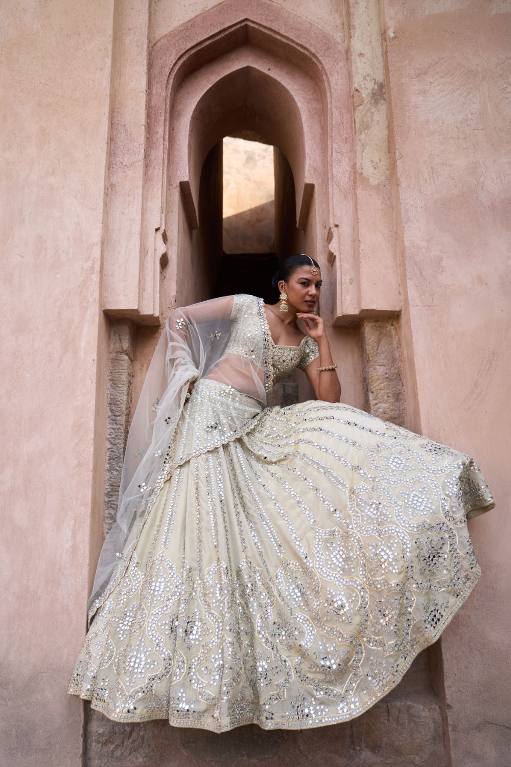 KIRAN — Gold Tissue Lehenga Set