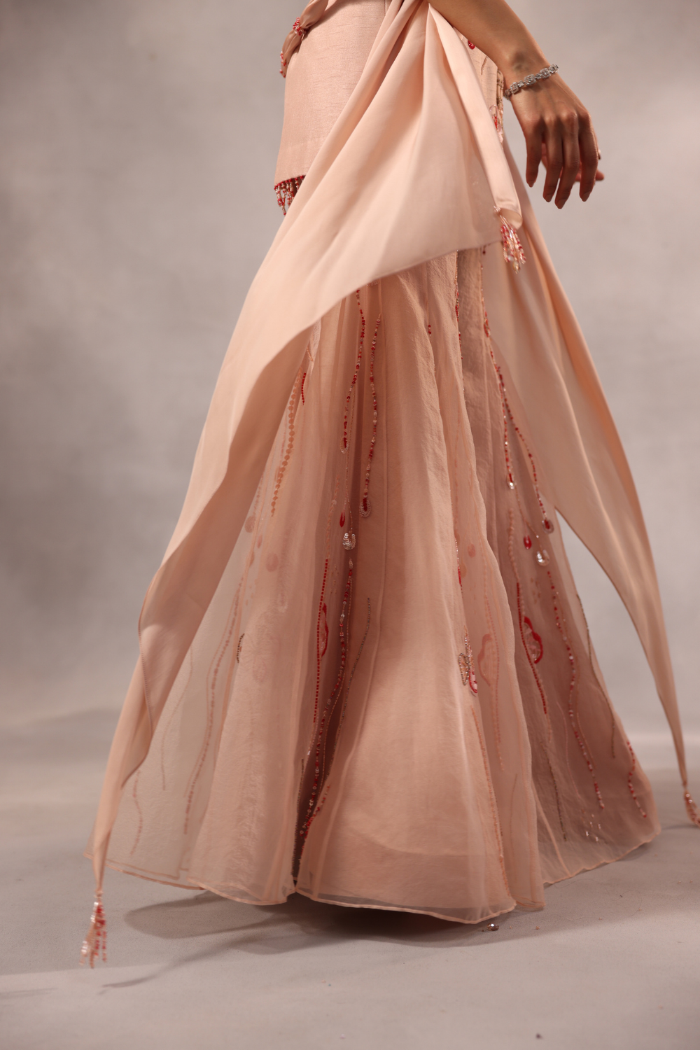 Powder Pink Embroidered Sharara Set of 3