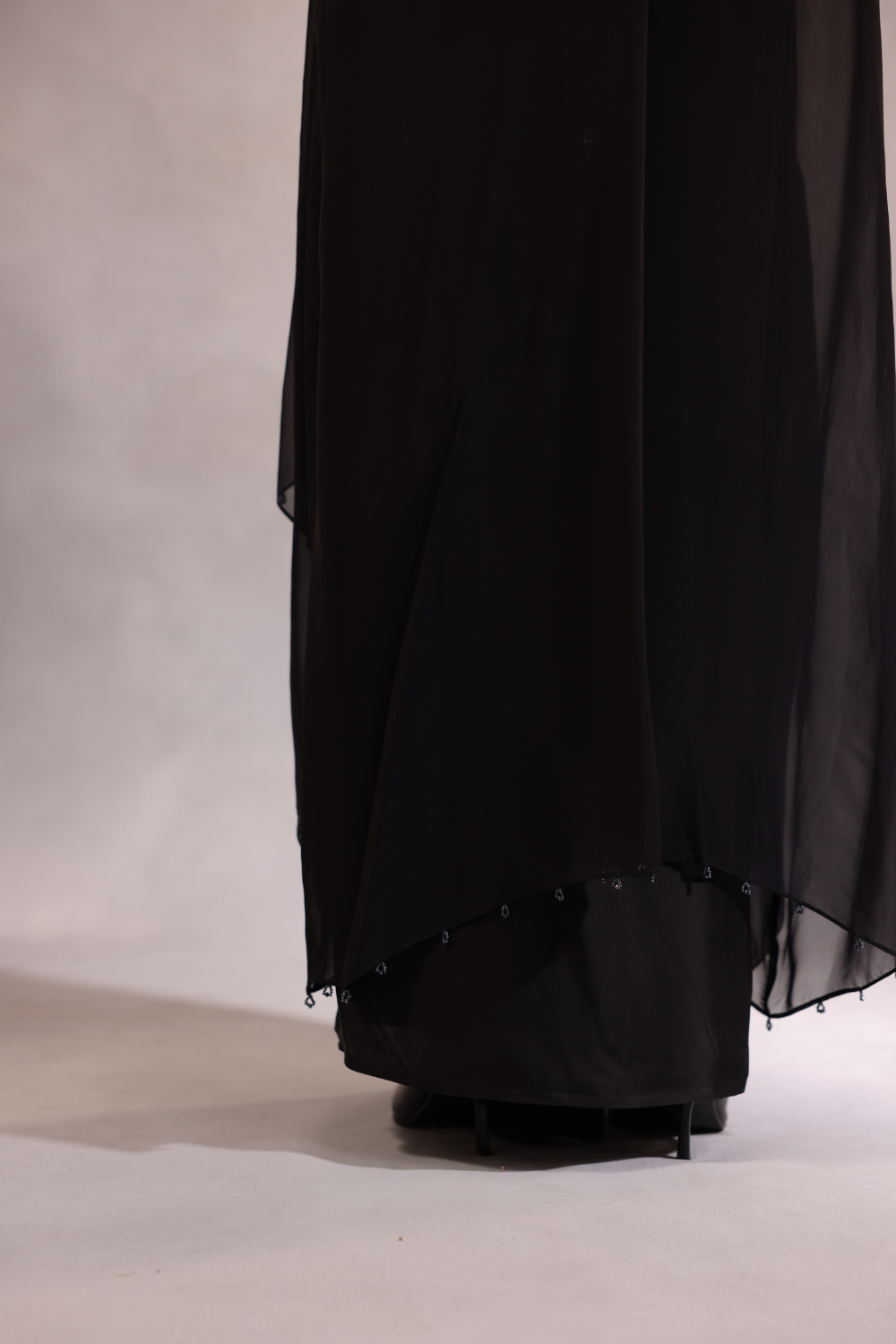 Black Embroidered Cape Set of 3