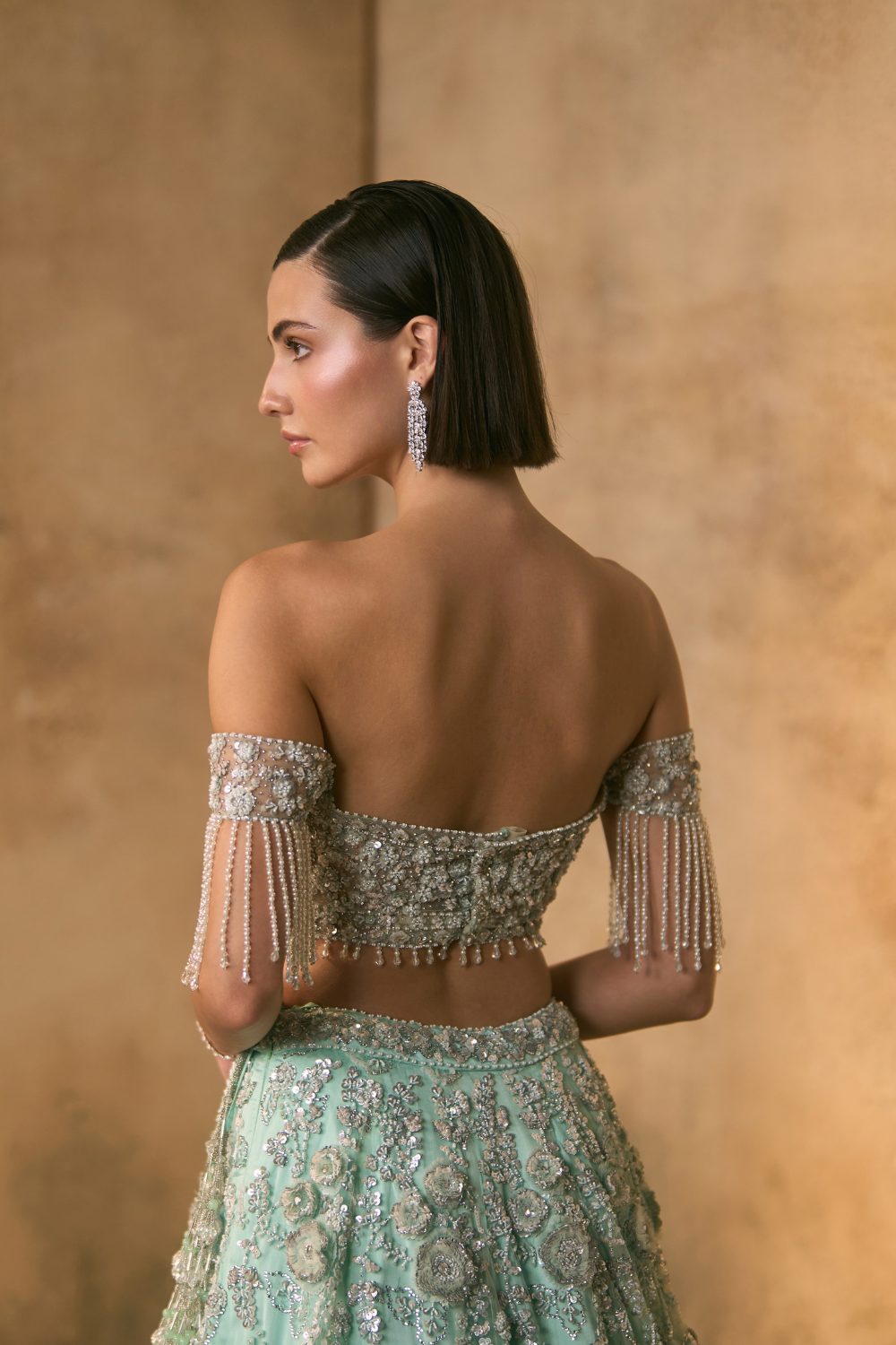 Tiffani Blue Net Lehenga Set