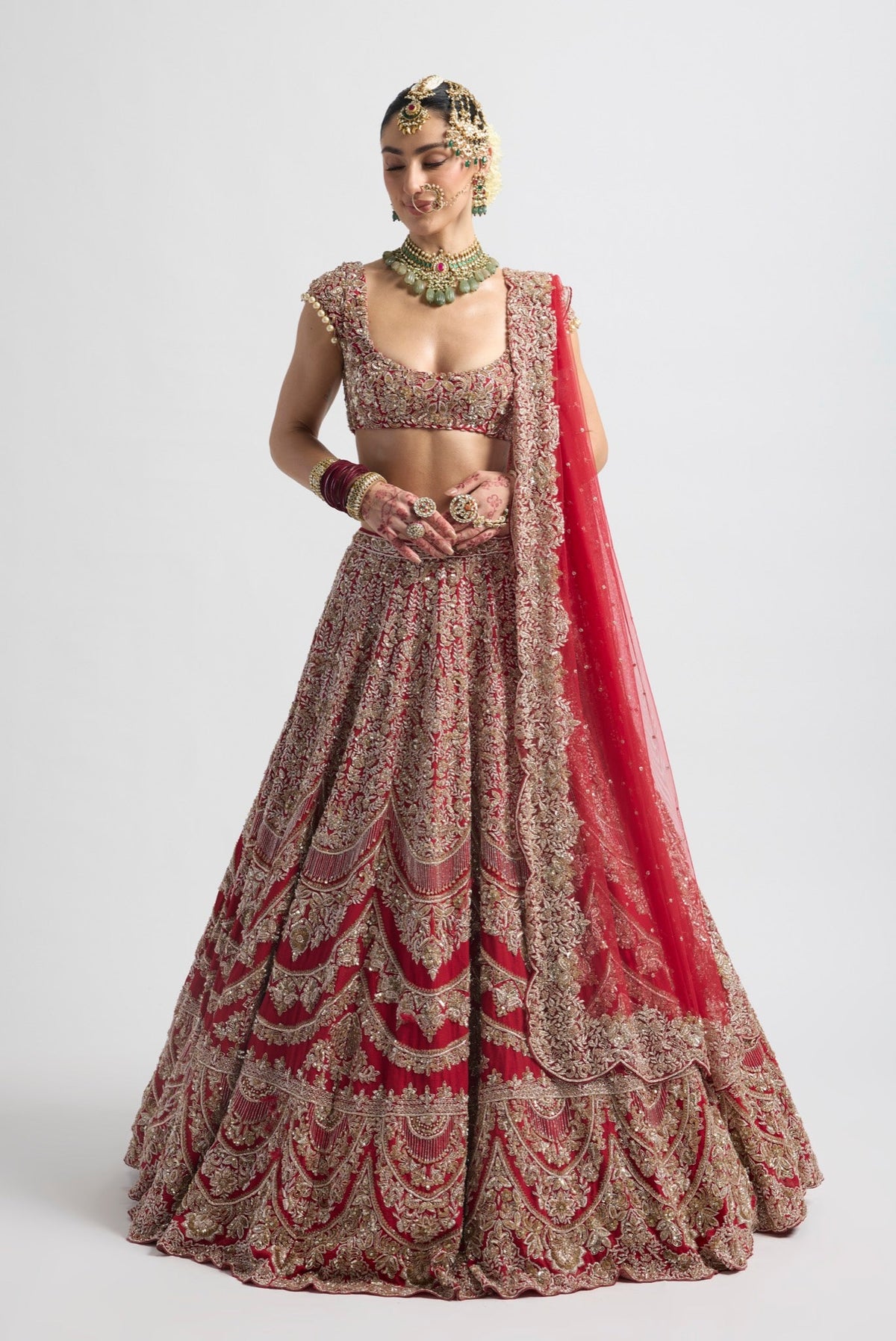 SIFFAT RED BRIDAL LEHENGA