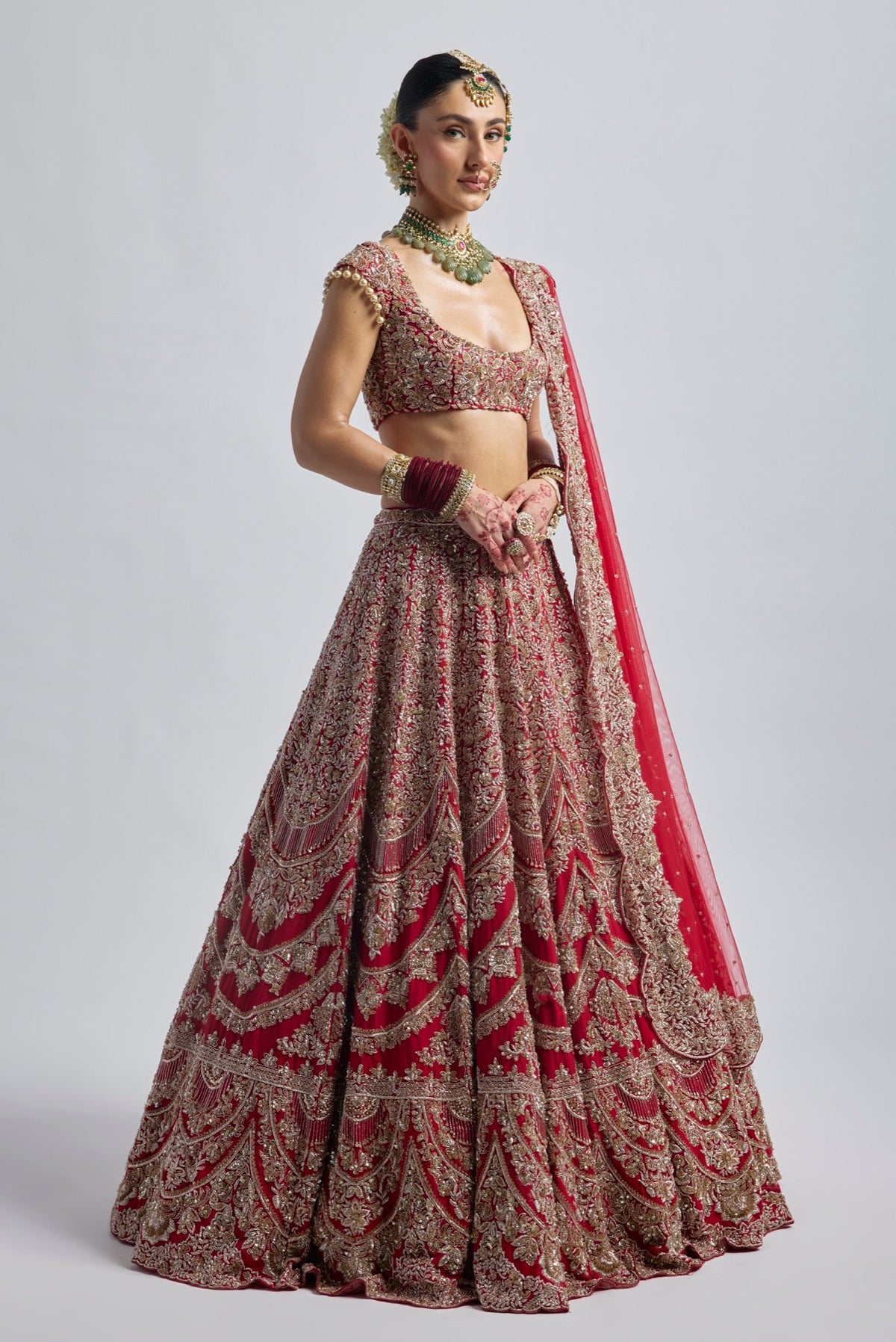 SIFFAT RED BRIDAL LEHENGA