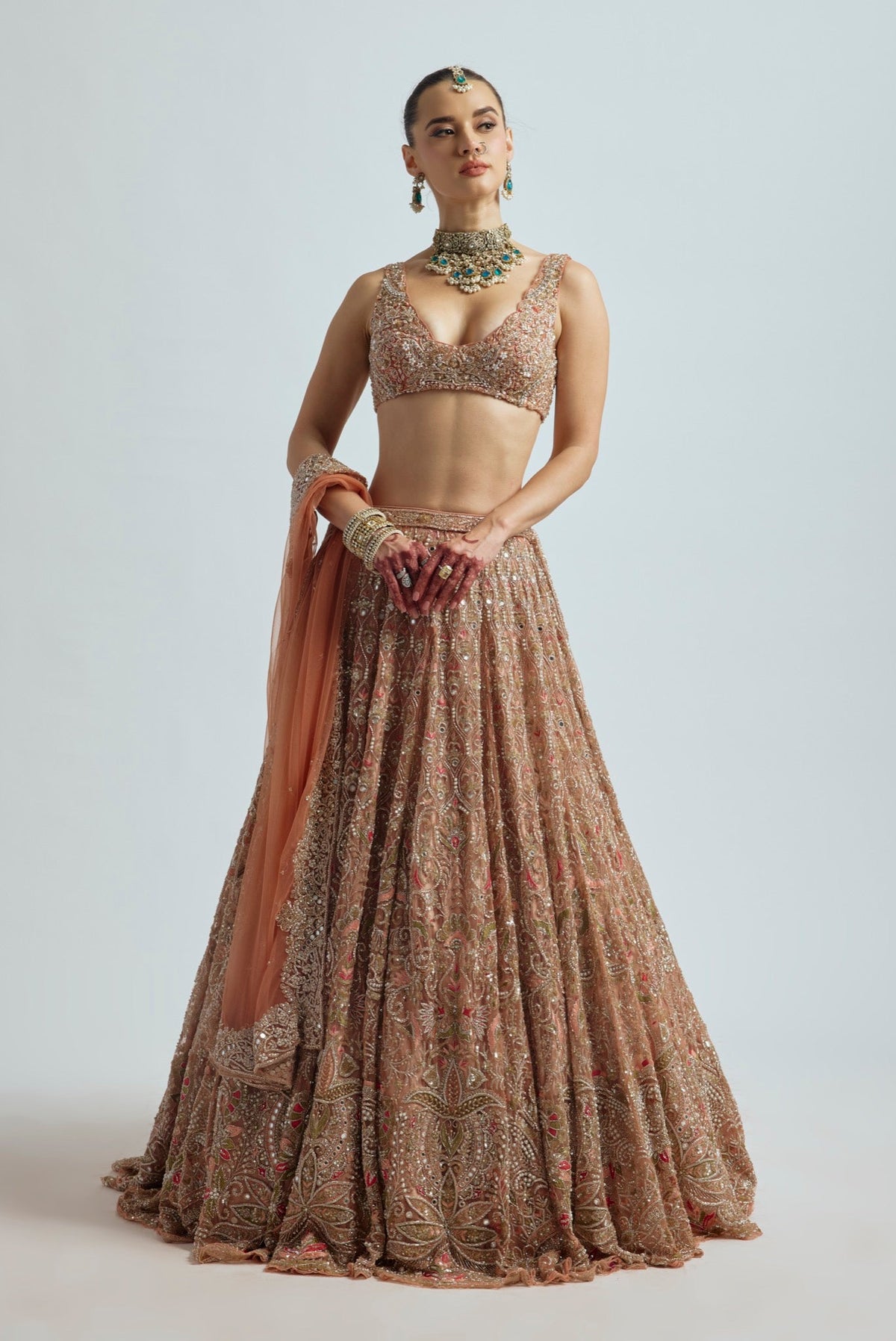 FALAK PEACH LEHENGA