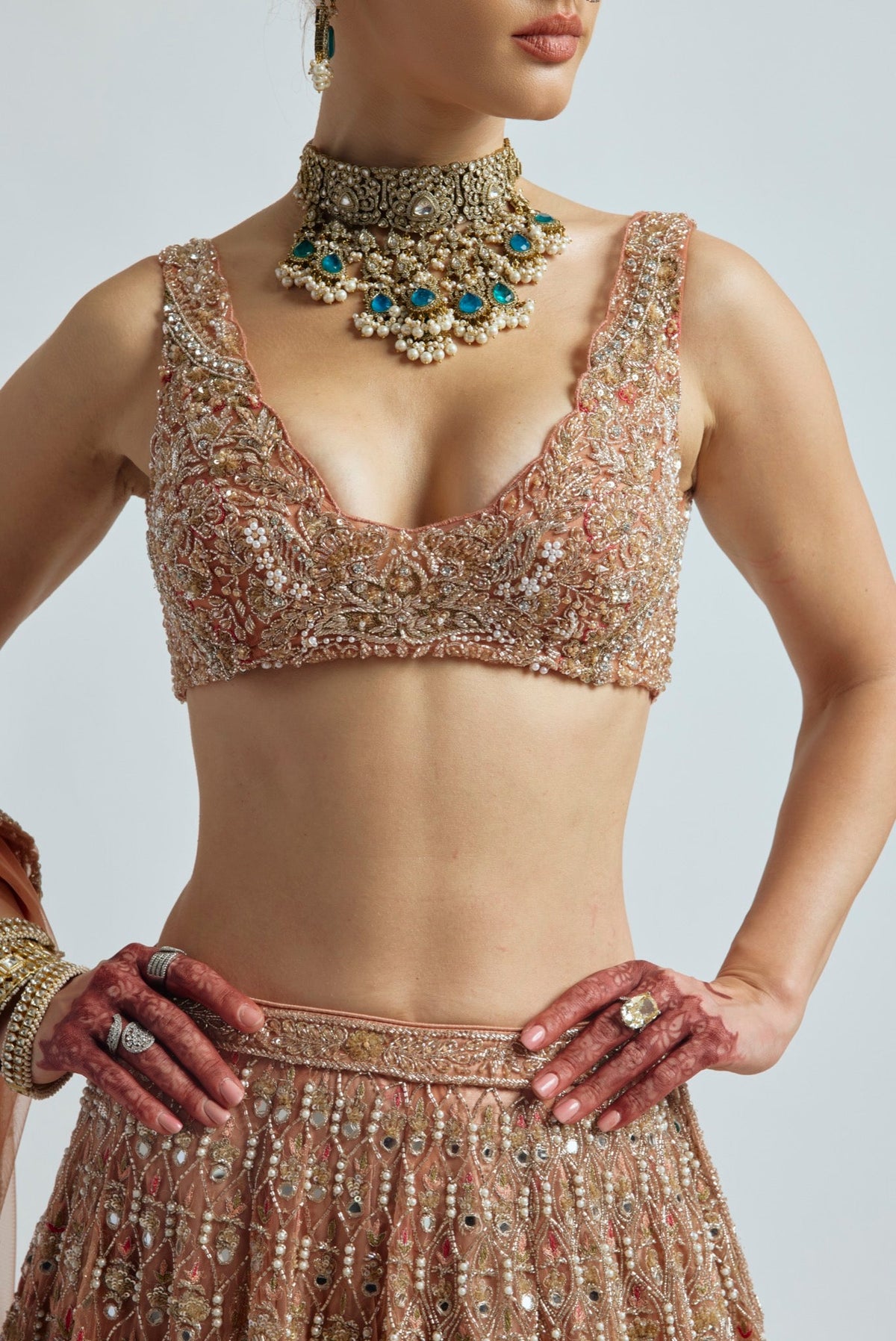 FALAK PEACH LEHENGA