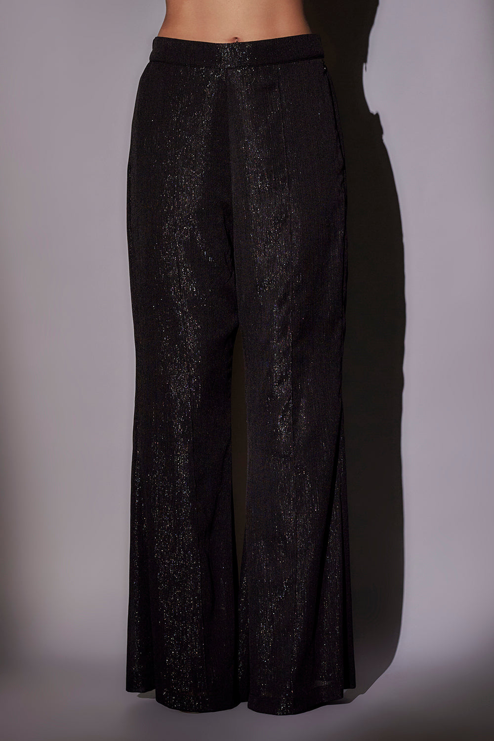 Heavy Bolero Hand Embroidered Long Jacket Paired With Bustier And Hipster Flared Pants