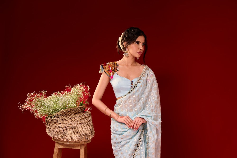 Turquoise saree set