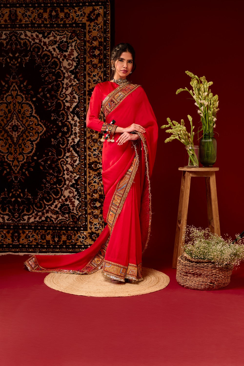 Crimson saree set