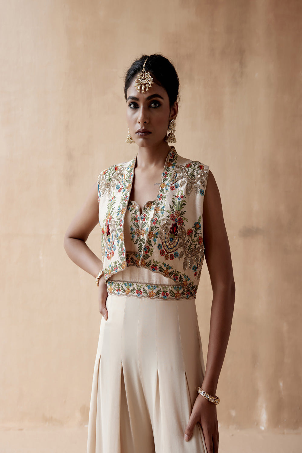 Ivory Jumpsuit With Jacket