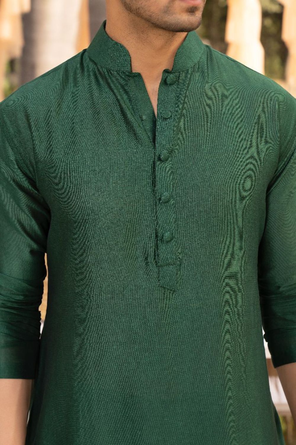 Bottle Green Solid Churidaar Set