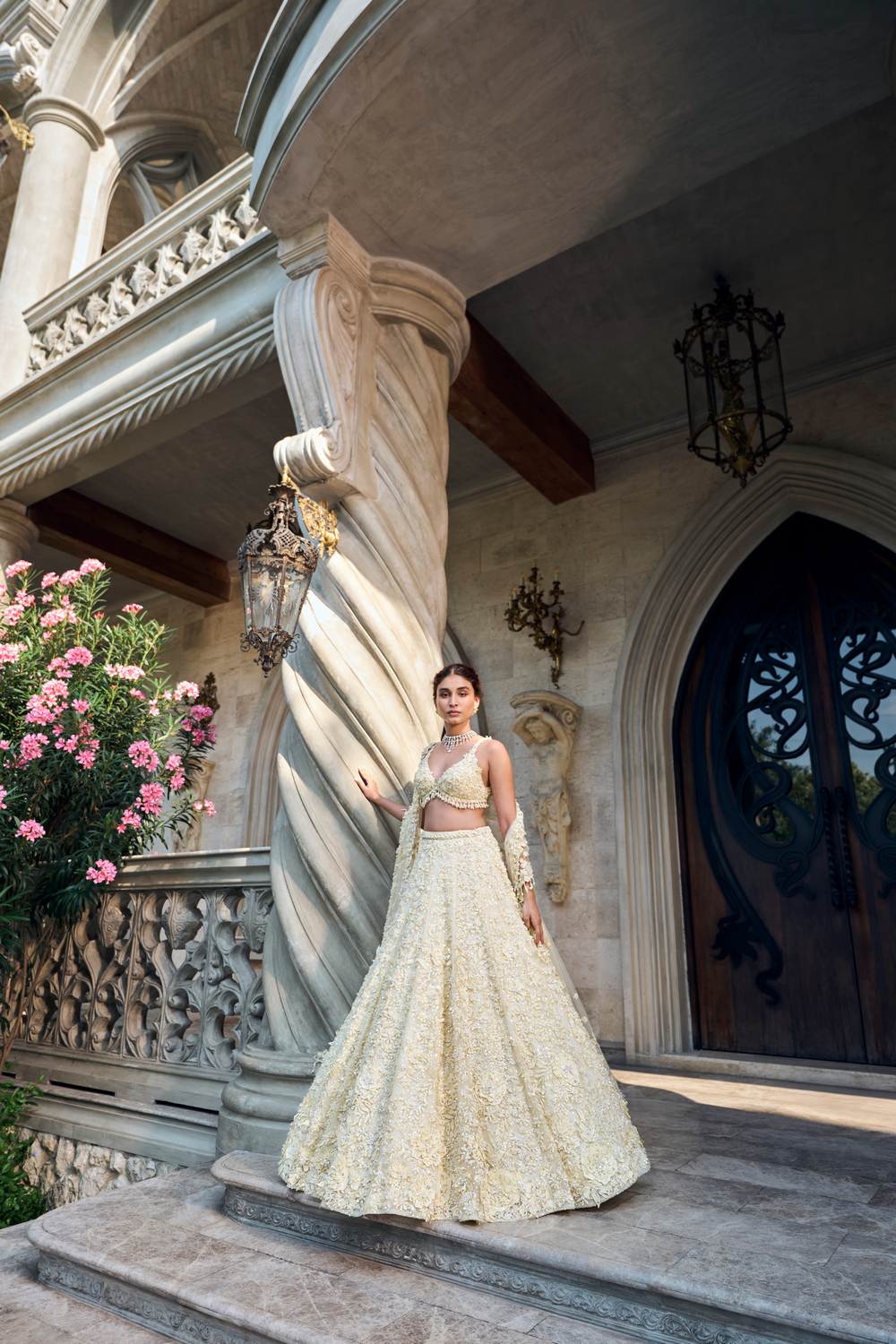 Yellow Three-Dimensional Lehenga Set
