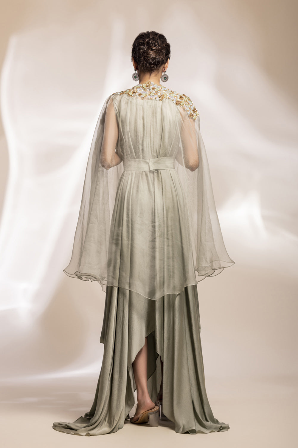 Drape dress with a cape