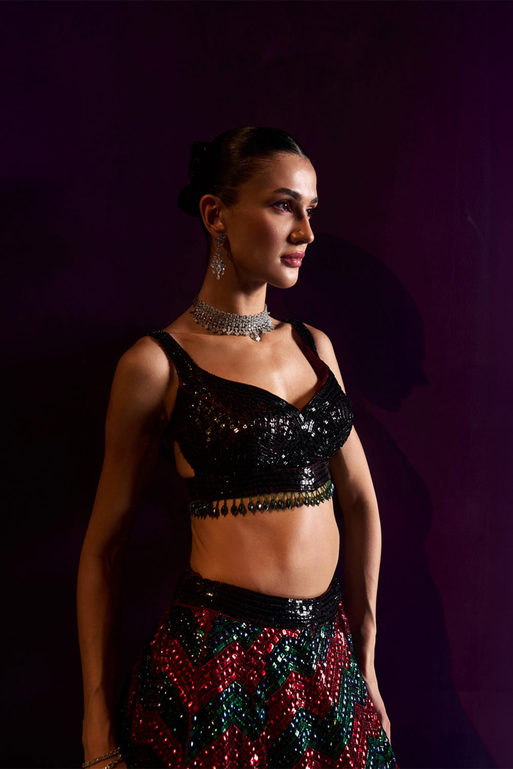 Deep Maroon Organza Lehenga Set