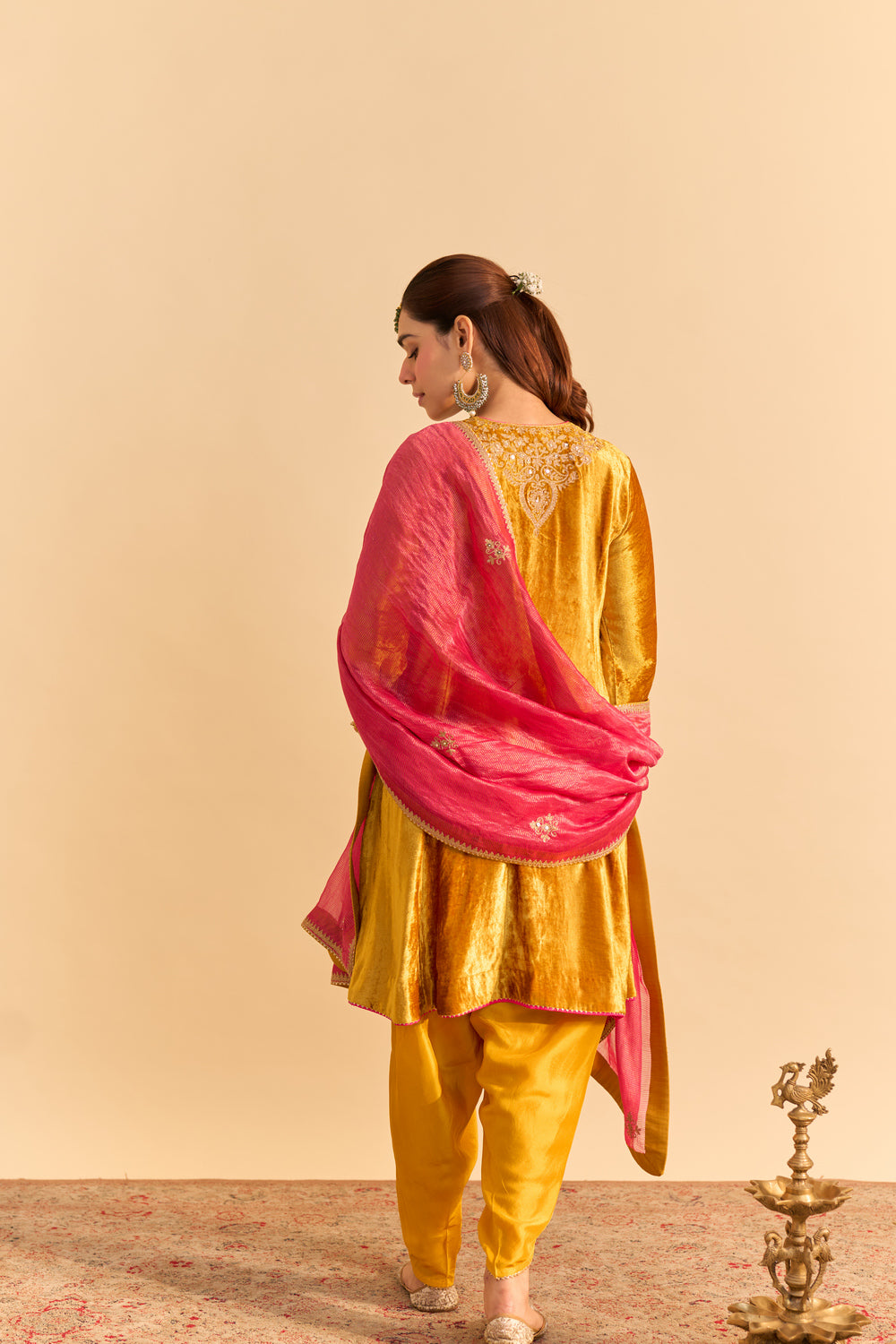Laiba - Mustard A-line Kurta with Dhoti