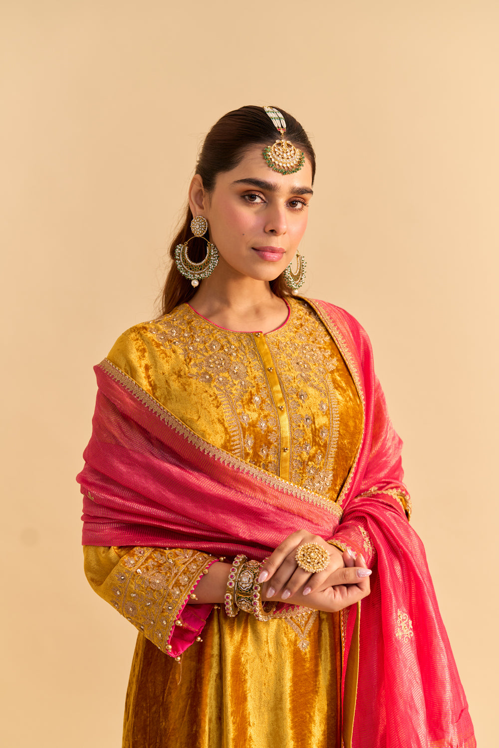 Laiba - Mustard A-line Kurta with Dhoti