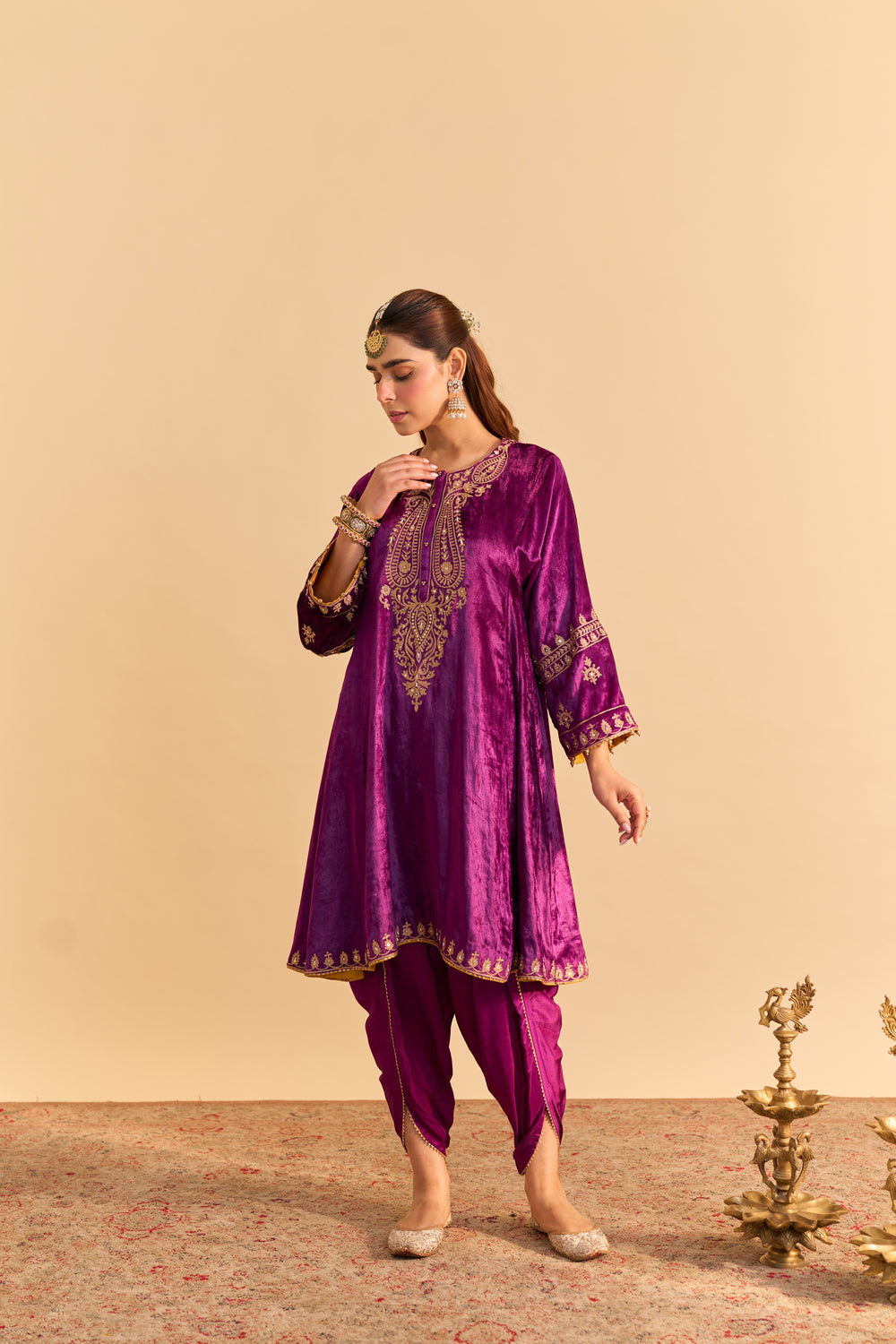Amal - Deep Purple A-line Kurta with Dhoti