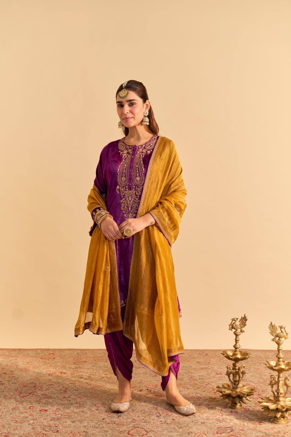 Amal - Deep Purple A-line Kurta with Dhoti
