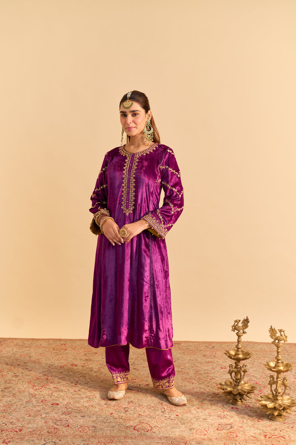 Azmiya - Deep Purple Chauga with Salwar